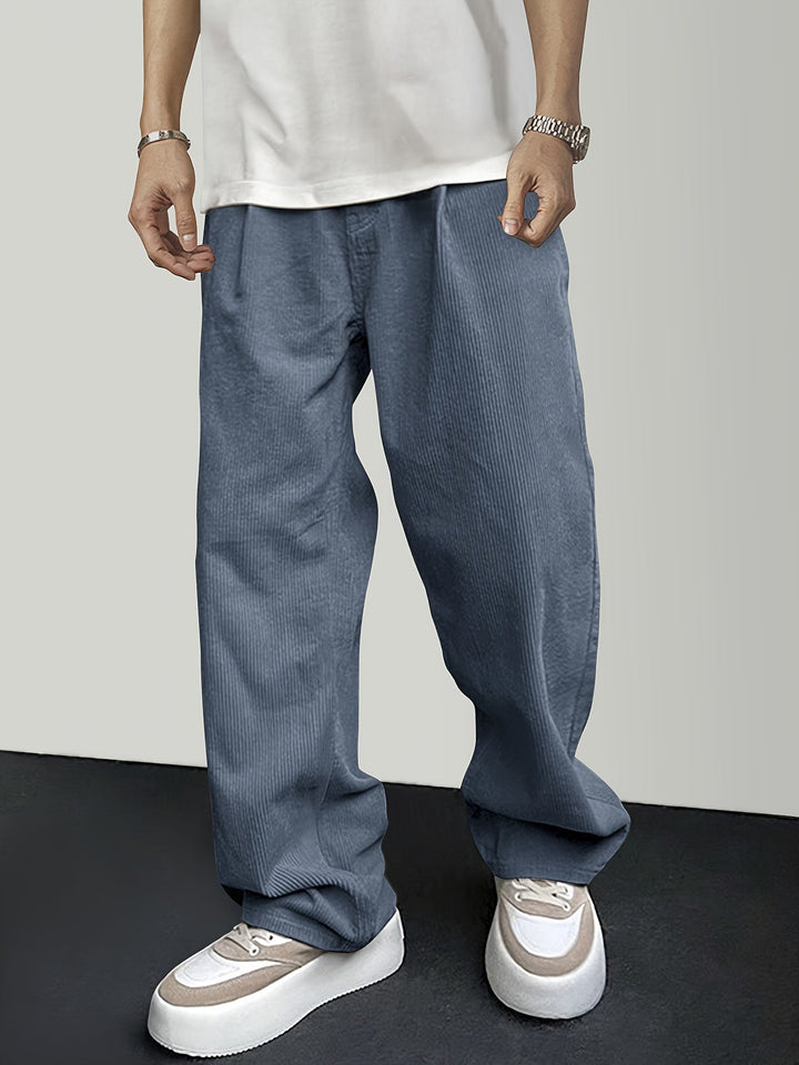 Casual Corduroy Men's Trousers with Drawstring - Mason-Black-S-Nora Luxe