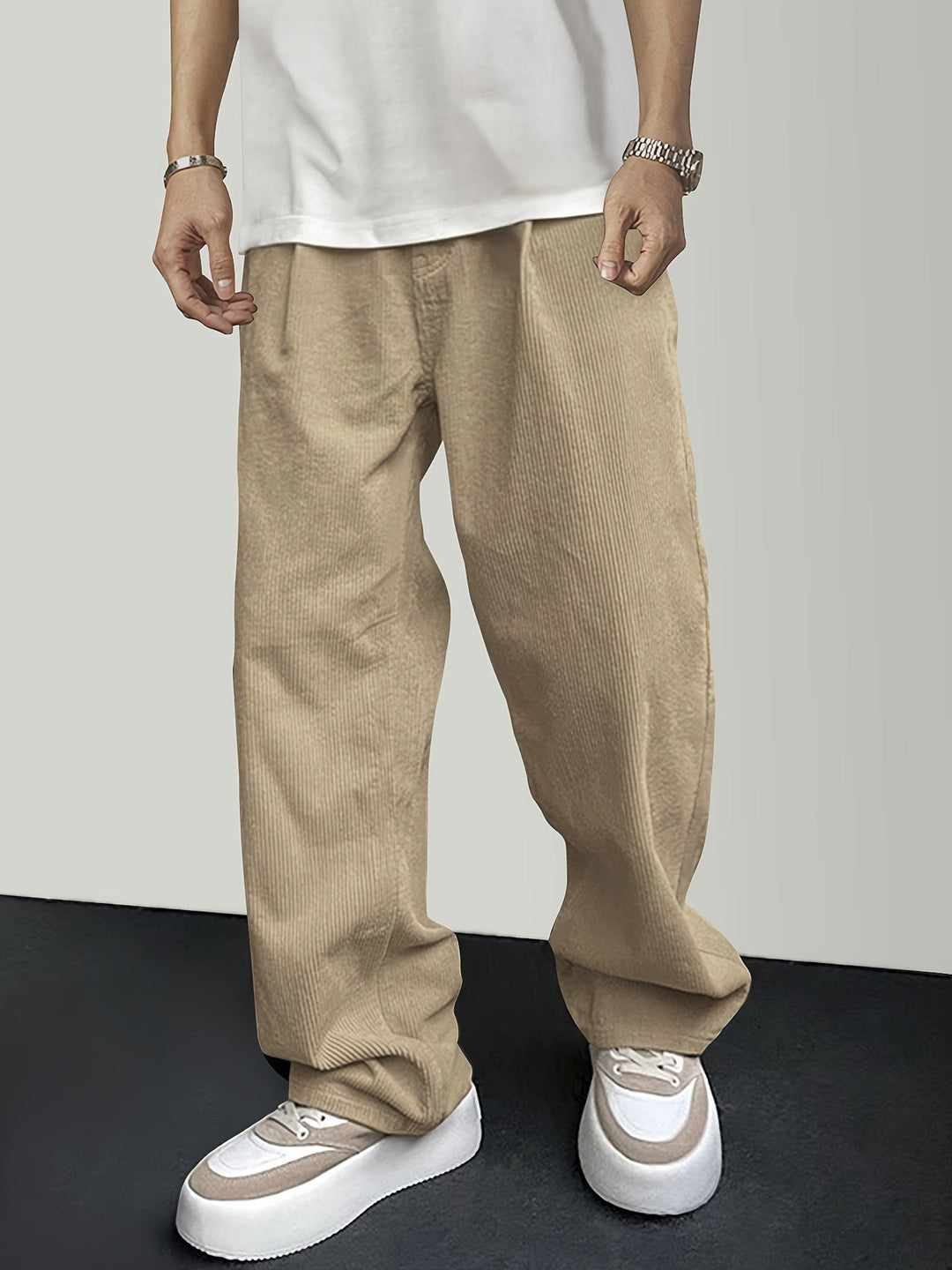 Casual Corduroy Men's Trousers with Drawstring - Mason-Dark Brown-S-Nora Luxe