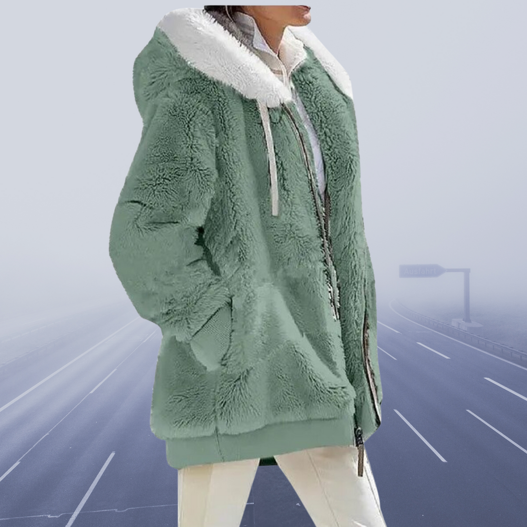 Casual Fleece Vest with Hood - Elena-Green-S-Nora Luxe