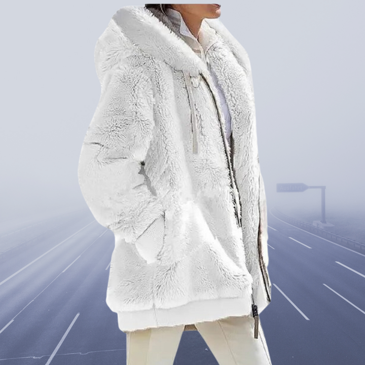 Casual Fleece Vest with Hood - Elena-White-S-Nora Luxe