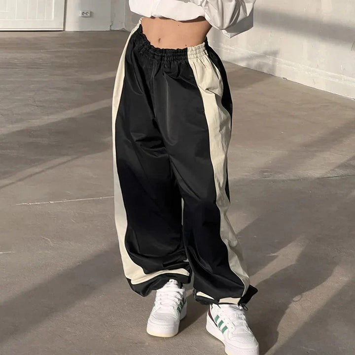 Casual Jogging Trousers with Color Blocks - Nova-Black-S-Nora Luxe