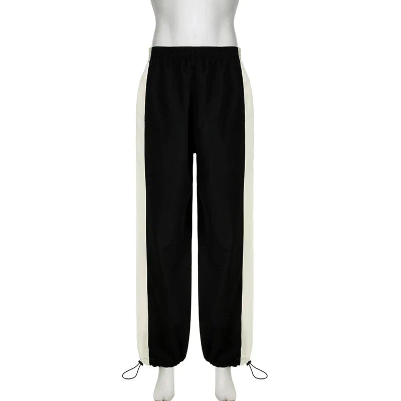 Casual Jogging Trousers with Color Blocks - Nova-Black-XS-Nora Luxe