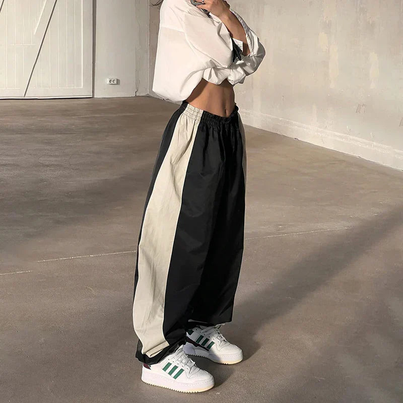 Casual Jogging Trousers with Color Blocks - Nova-Black-XS-Nora Luxe