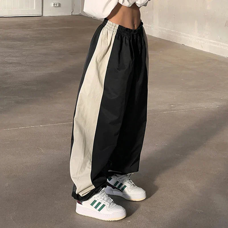 Casual Jogging Trousers with Color Blocks - Nova-Black-XS-Nora Luxe