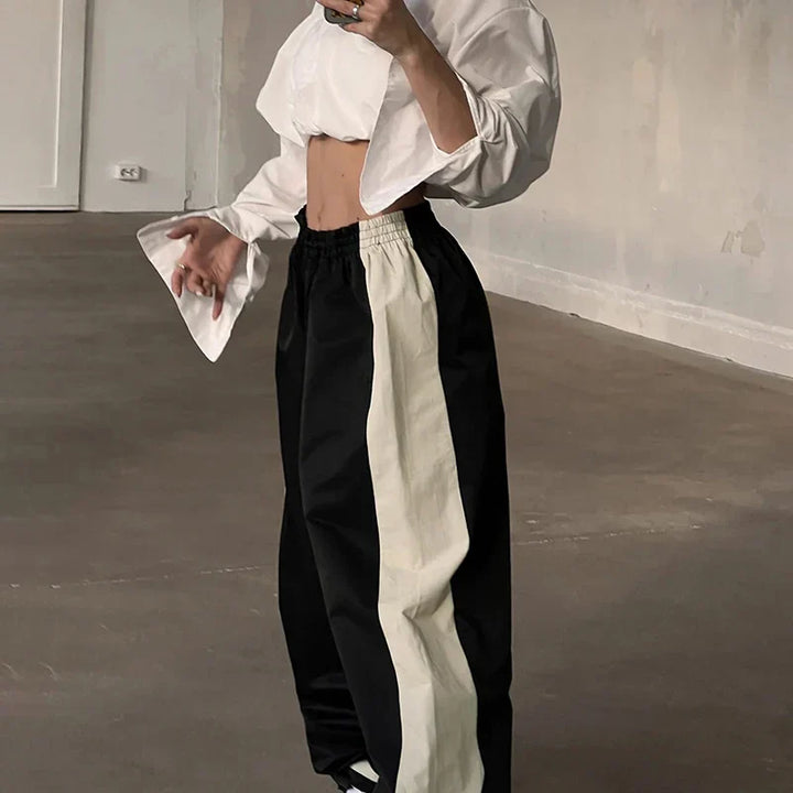 Casual Jogging Trousers with Color Blocks - Nova-Black-XS-Nora Luxe