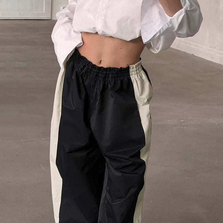 Casual Jogging Trousers with Color Blocks - Nova-Black-XS-Nora Luxe