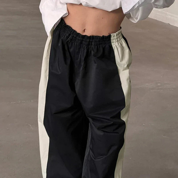 Casual Jogging Trousers with Color Blocks - Nova-Black-XS-Nora Luxe