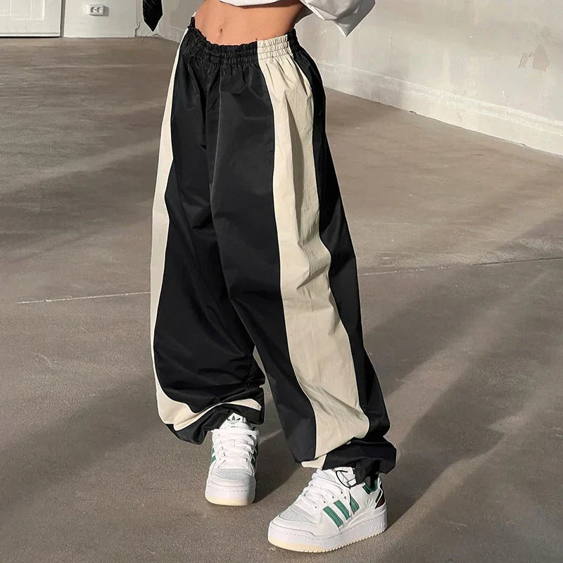 Casual Jogging Trousers with Color Blocks - Nova-Black-XS-Nora Luxe