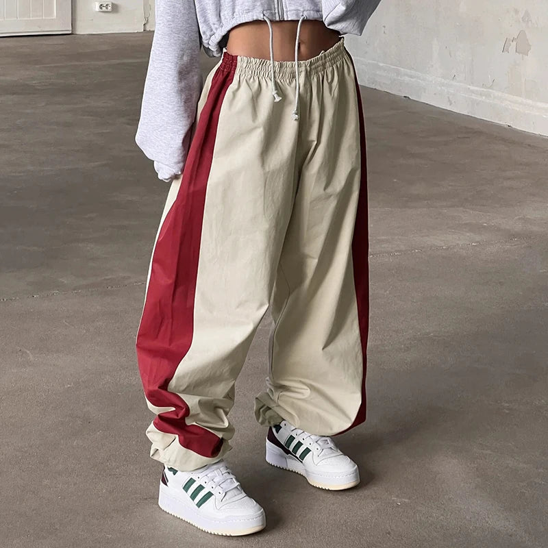 Casual Jogging Trousers with Color Blocks - Nova-Red-XS-Nora Luxe