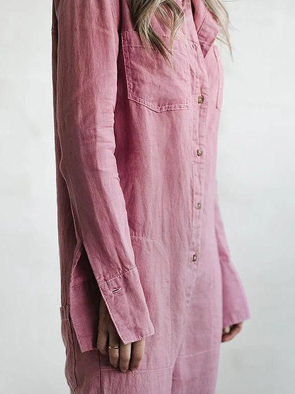 Casual Jumpsuit – Liv | 100% Cotton, With Handy Pockets-Green-S-Nora Luxe