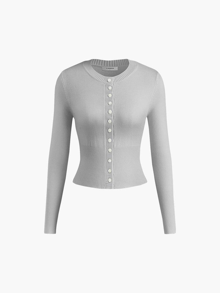 Casual Knitted Ladies Shirt - Elodie-Gray-XS-Nora Luxe