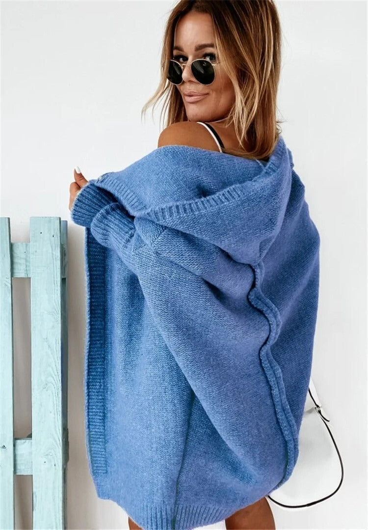 Casual Knitted Women's Cardigan - Eliza-Blue-S-Nora Luxe