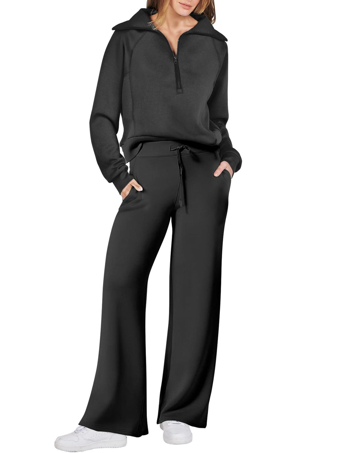 Casual Ladies Lounge Set - Luna-Black-S-Nora Luxe
