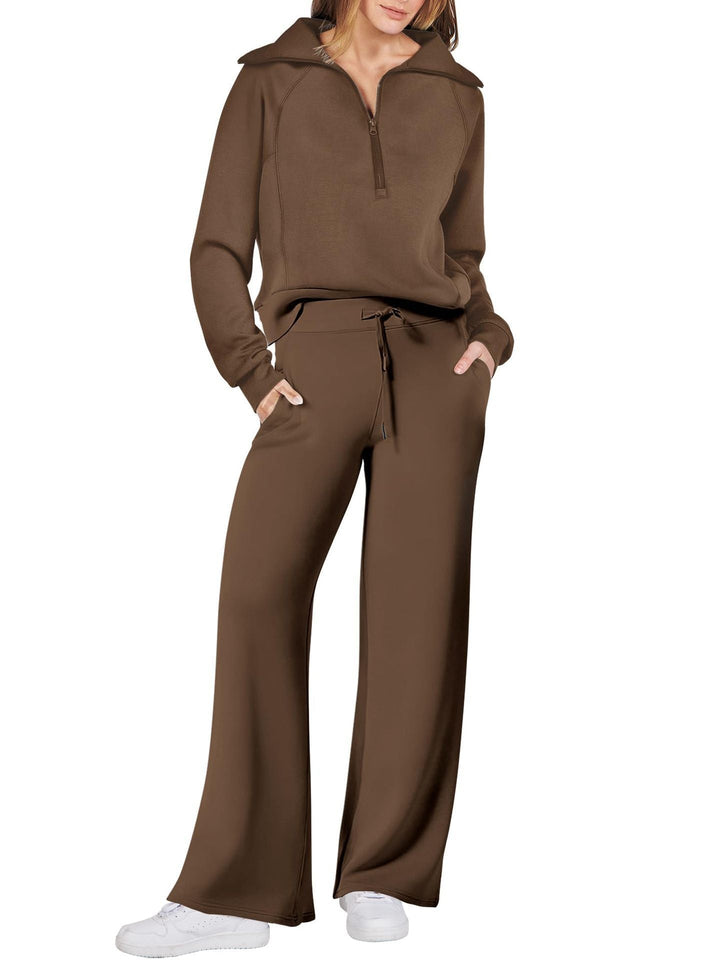 Casual Ladies Lounge Set - Luna-Brown-S-Nora Luxe