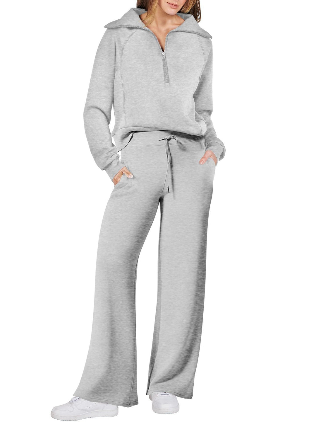 Casual Ladies Lounge Set - Luna-Light Gray-S-Nora Luxe