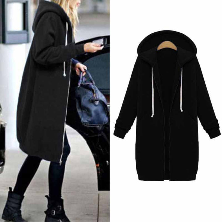Casual Lang Women's Jacket - CozyZip-Black-M-Nora Luxe
