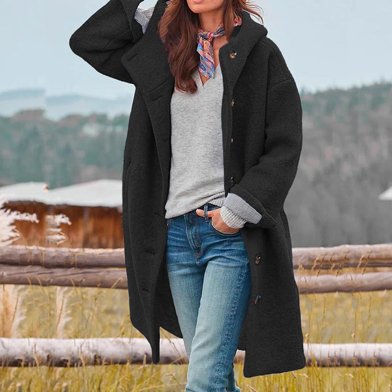 Casual Long Women's Coat - Aria-Black-S-Nora Luxe