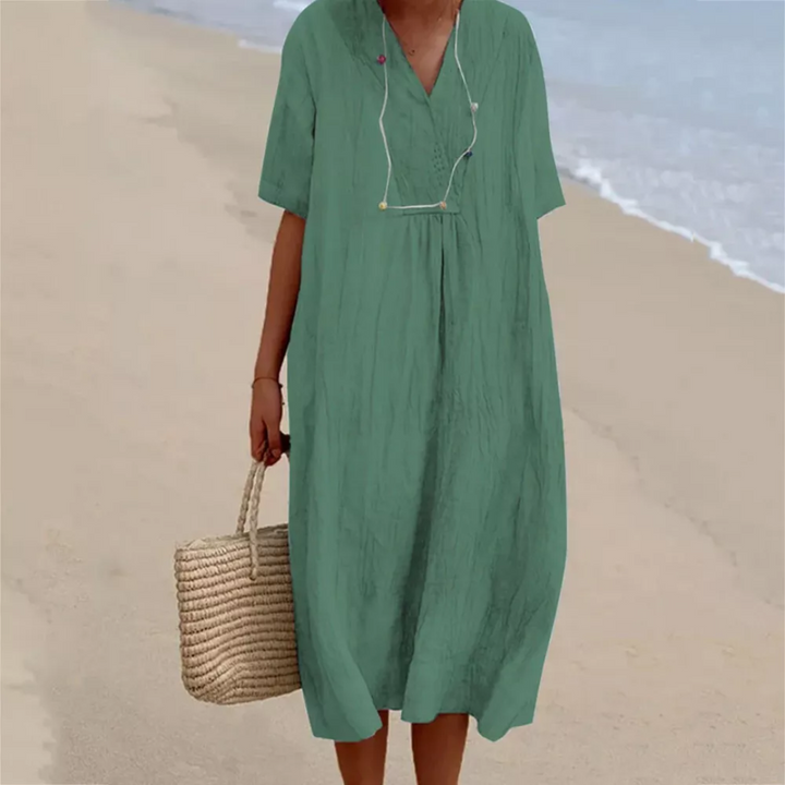 Casual Loose Summer Dress - Lucia-green-S-Nora Luxe