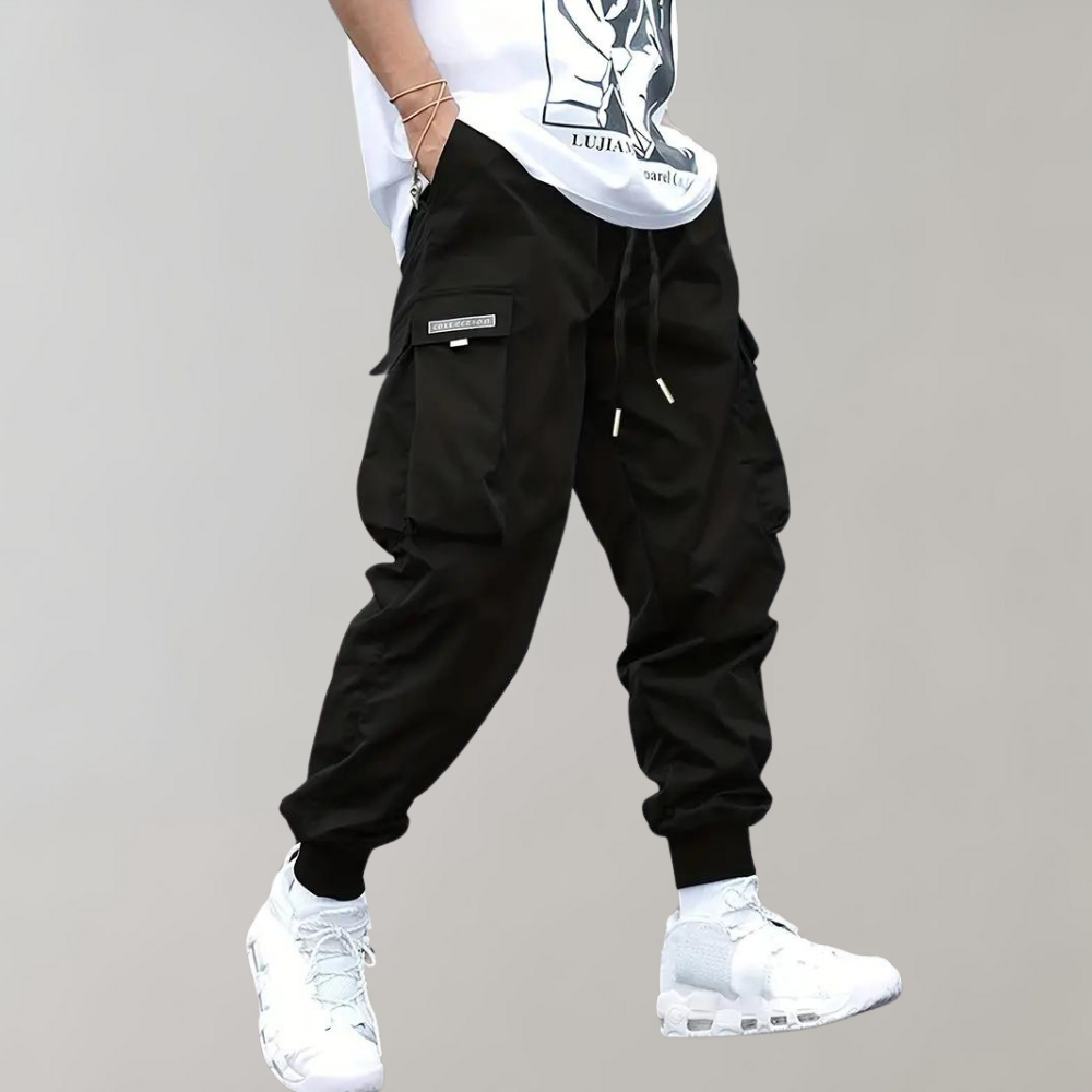 Casual Men's Cargo Pants - Mason-Black-S-Nora Luxe