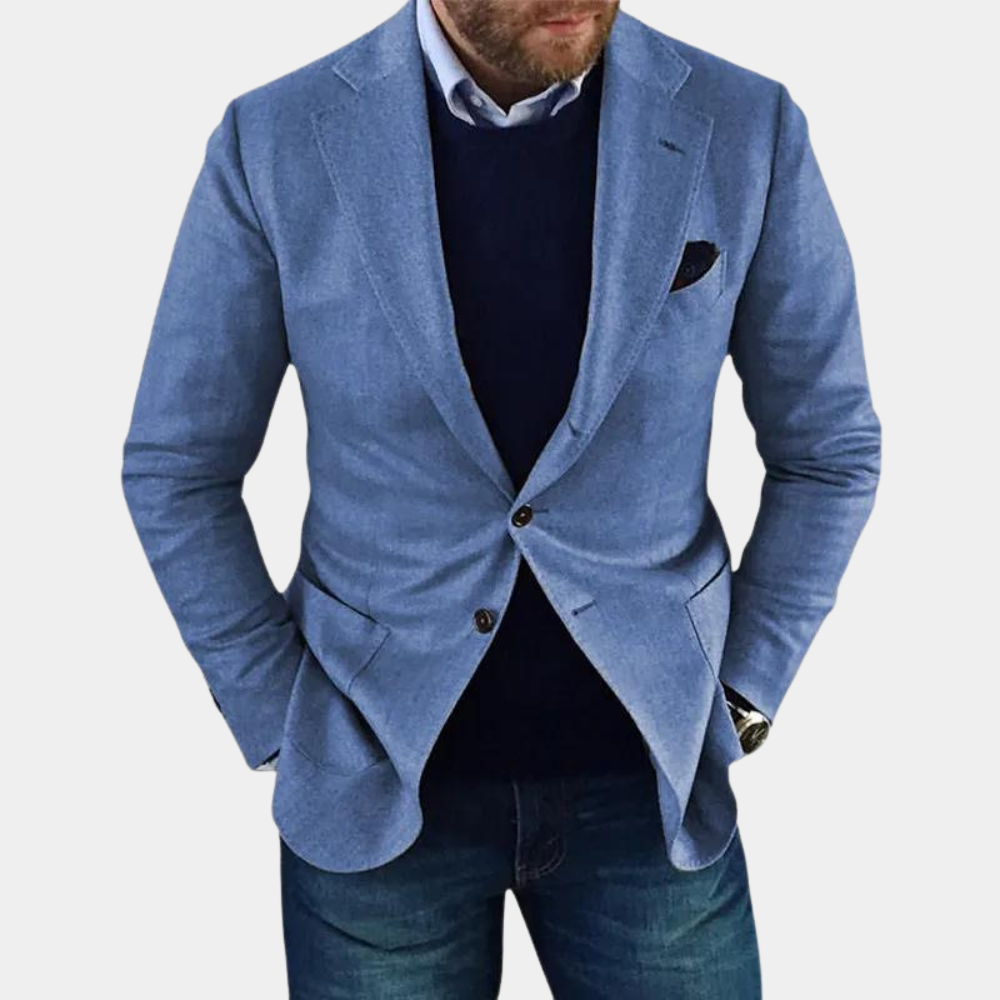 Casual Men's Jacket with Buttons - Mason-Blue-S-Nora Luxe