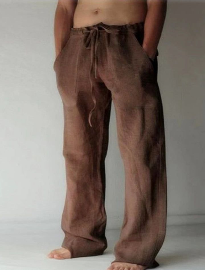 Casual men's linen trousers with a wide cut for summer – Elias-Brown-S-Nora Luxe