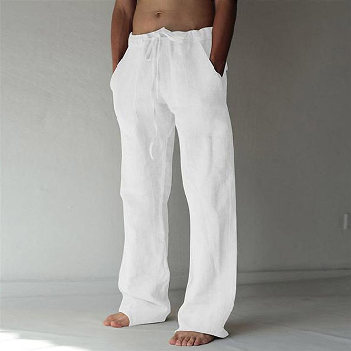 Casual men's linen trousers with a wide cut for summer – Elias-White-S-Nora Luxe