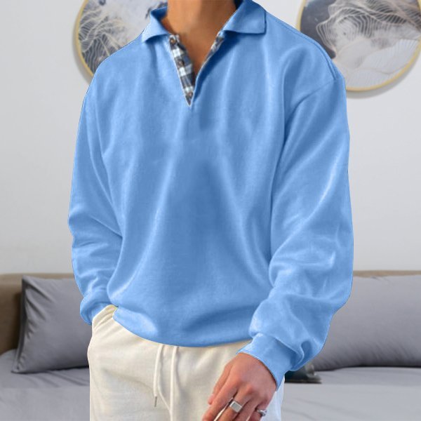 Casual Men's Polo Sweater - Oliver-Blue-S-Nora Luxe