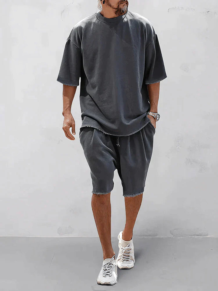 Casual men's sports set in loose-fit style – Cassian-Dark gray-S-Nora Luxe