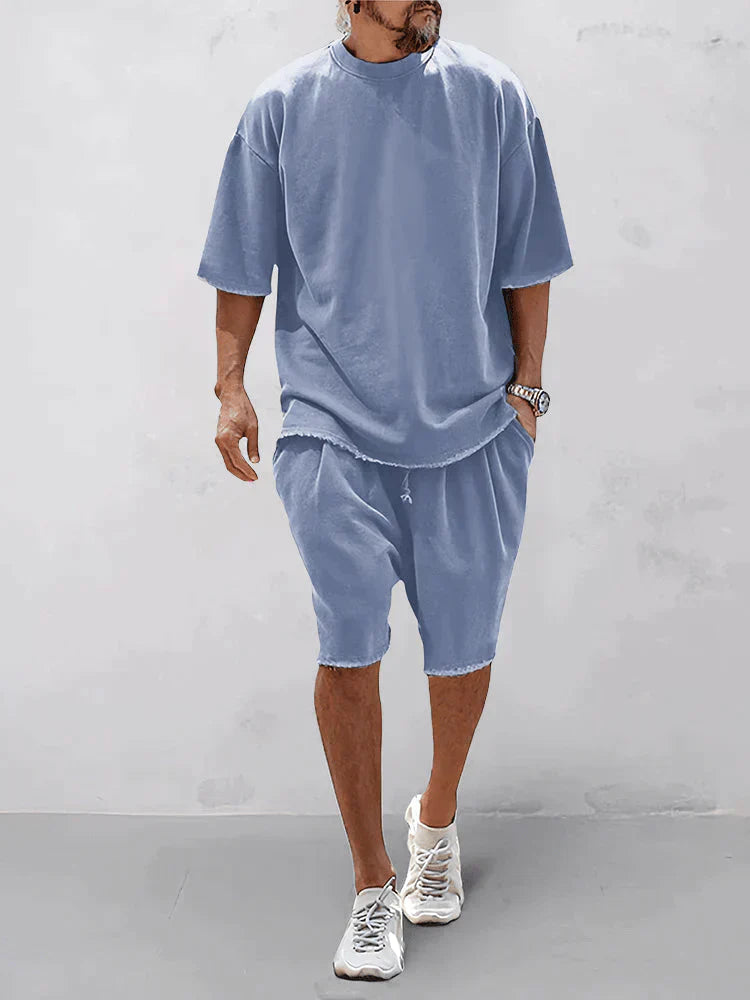 Casual men's sports set in loose-fit style – Cassian-Light blue-S-Nora Luxe