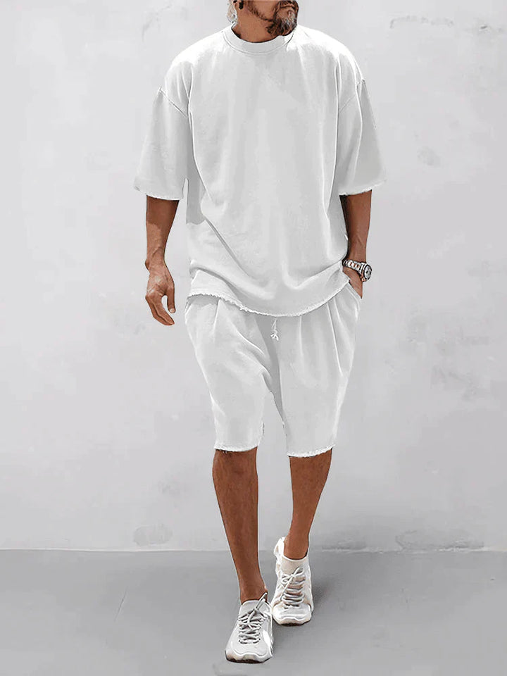 Casual men's sports set in loose-fit style – Cassian-White-S-Nora Luxe
