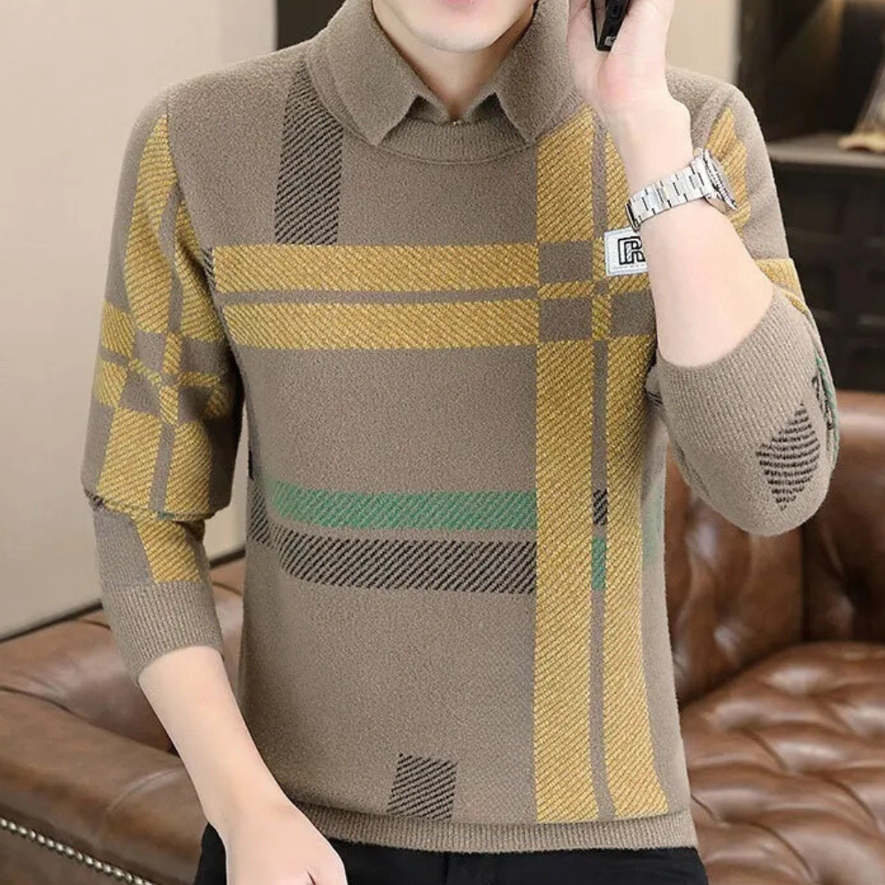 Casual Men's Sweater with Timeless Design - Otis-Khaki-S-Nora Luxe