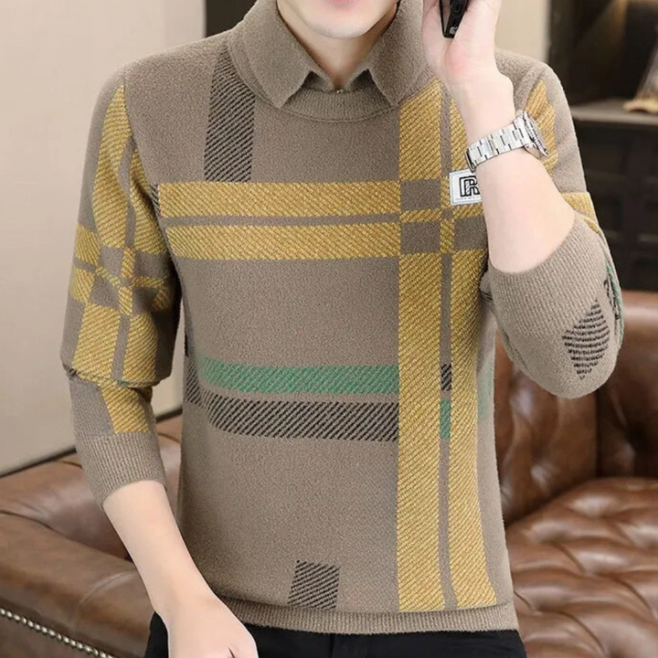 Casual Men's Sweater with Timeless Design - Otis-Khaki-S-Nora Luxe