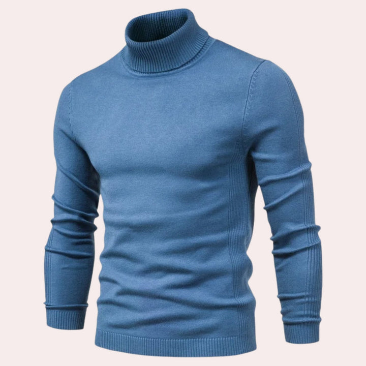 Casual Men's Turtleneck - Noah-Blue-S-Nora Luxe