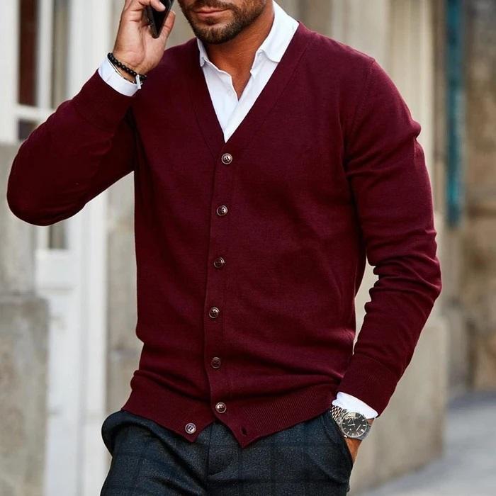 Casual Men's Vest - Ethan-Dark Red-S-Nora Luxe
