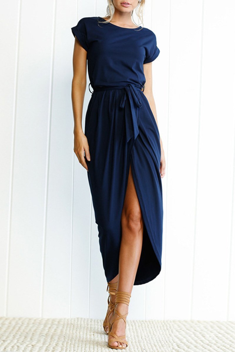 Casual midi dress - Isabella-Dark blue-S-Nora Luxe