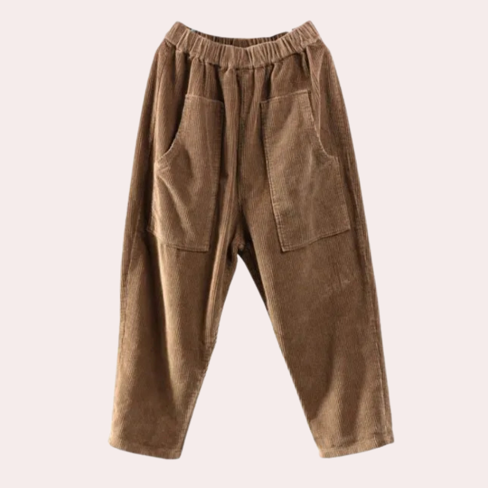 Casual Ribbed Velvet Trousers for Women - Marlowe-Red-XS-Nora Luxe