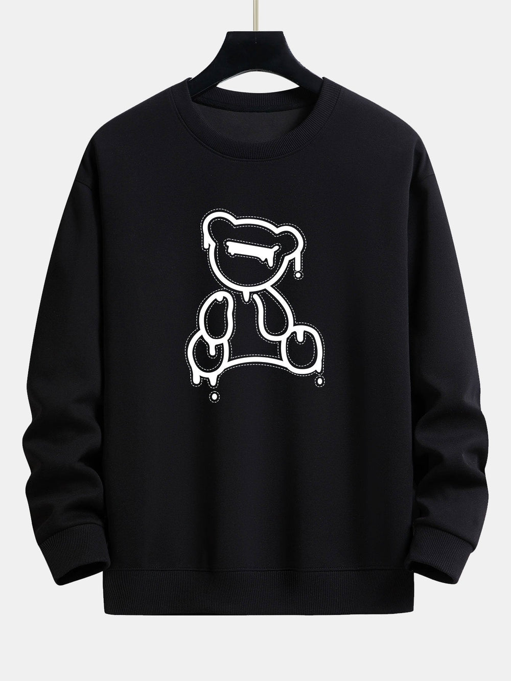 Casual Sweatshirt - BearLine-Black-S-Nora Luxe