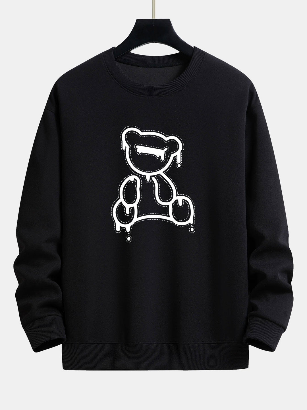 Casual Sweatshirt - BearLine-Black-S-Nora Luxe