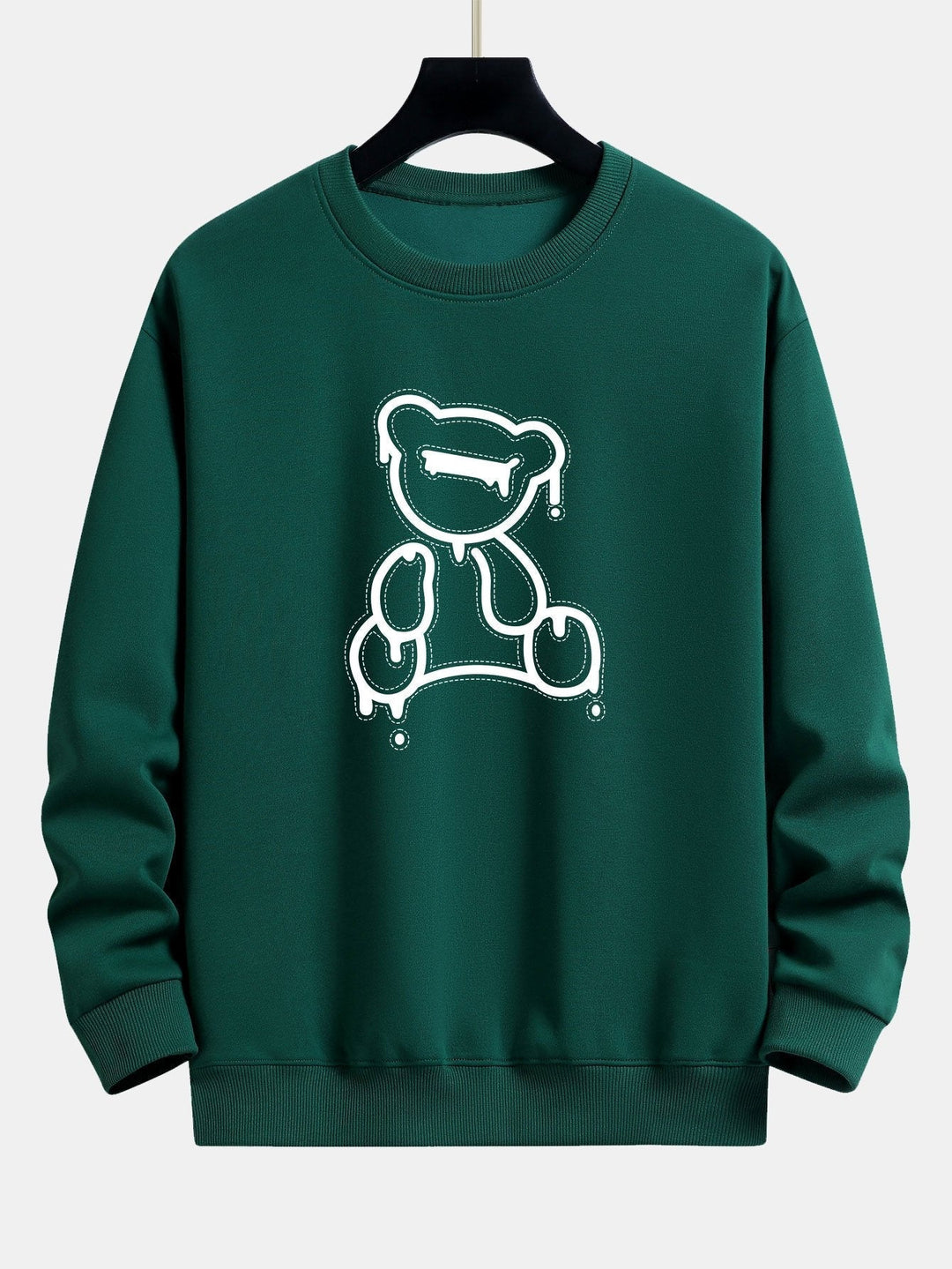Casual Sweatshirt - BearLine-Dark Green-S-Nora Luxe