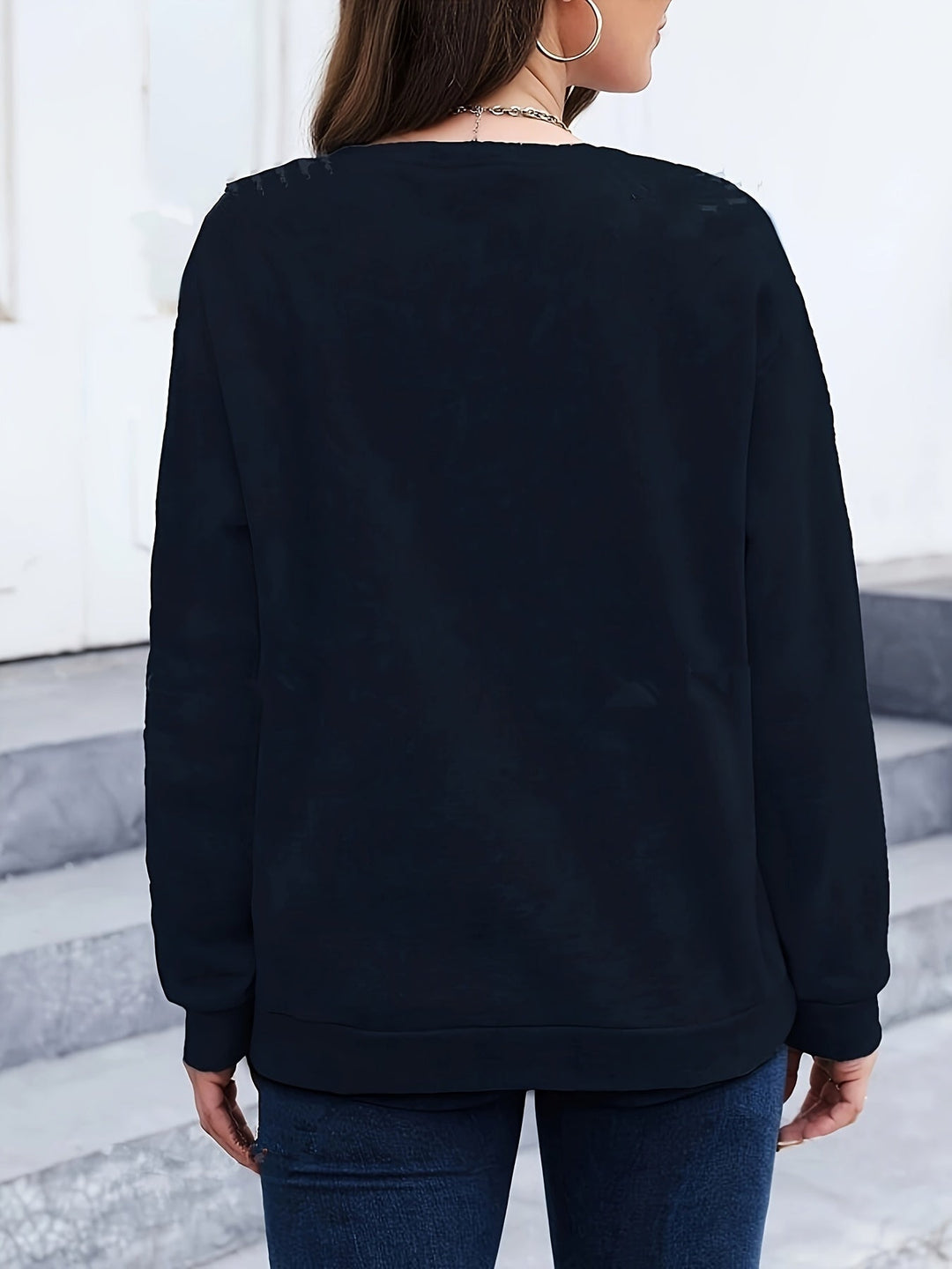 Casual Sweatshirt with Feather Print - Marisa-Dark green-S-Nora Luxe