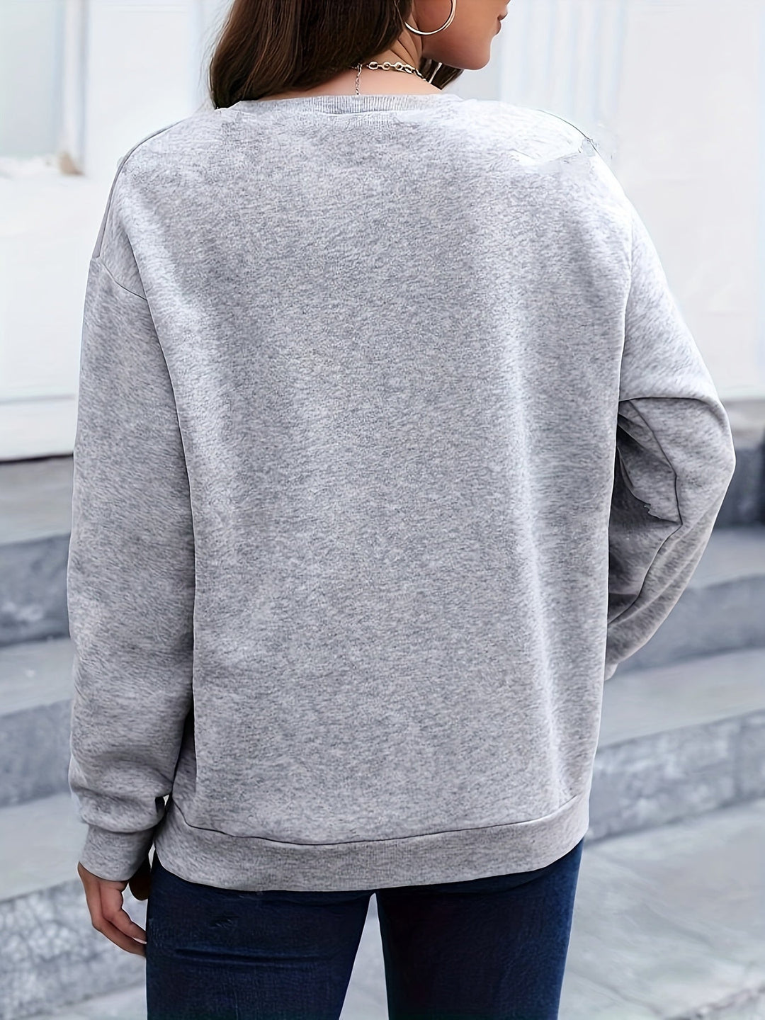 Casual Sweatshirt with Feather Print - Marisa-Dark green-S-Nora Luxe