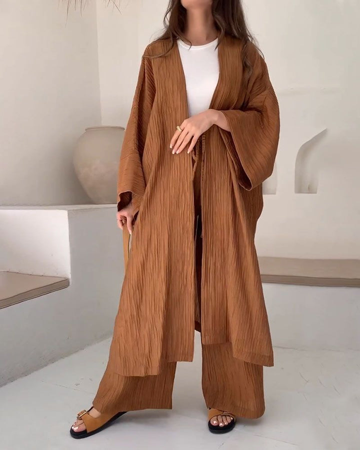 Casual two-piece set for women with vest and trousers – Thalia-Brown-S-Nora Luxe