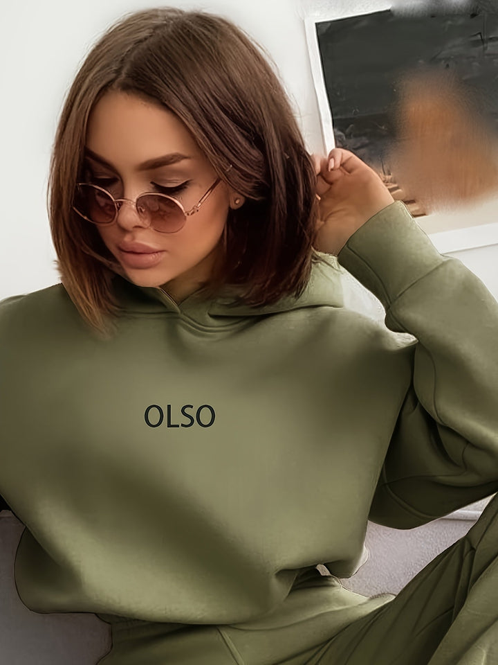 Casual Two-Piece Set with Stylish Letter Print - Elvira-Legergroen-S-Nora Luxe
