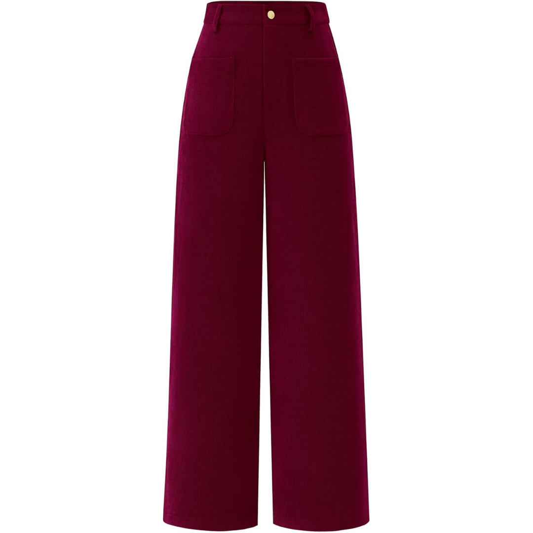 Casual Wide Palazzo Trousers with High Waist and Pockets - Clarissa-Bordeaux-XS-Nora Luxe