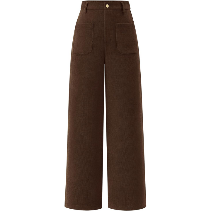Casual Wide Palazzo Trousers with High Waist and Pockets - Clarissa-Coffee-XS-Nora Luxe