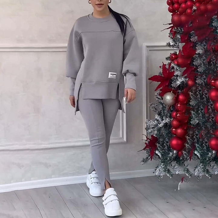 Casual Women's Set of Sweatshirt and Leggings - Elena-Black-S-Nora Luxe
