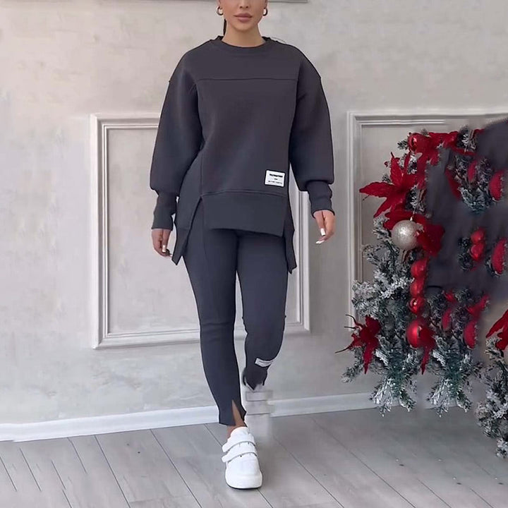 Casual Women's Set of Sweatshirt and Leggings - Elena-Black-S-Nora Luxe
