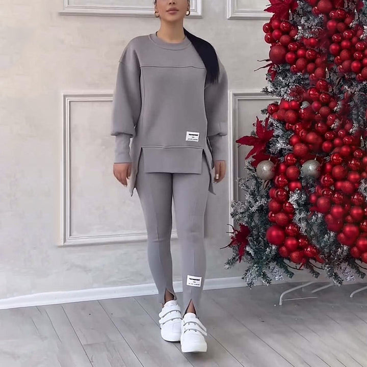 Casual Women's Set of Sweatshirt and Leggings - Elena-Gray-S-Nora Luxe