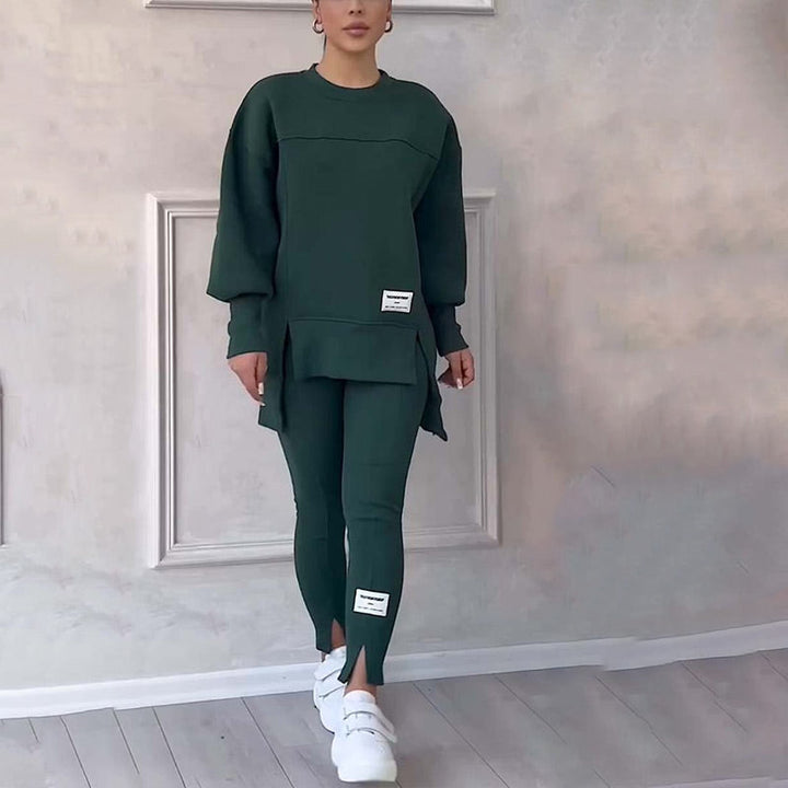 Casual Women's Set of Sweatshirt and Leggings - Elena-Green-S-Nora Luxe