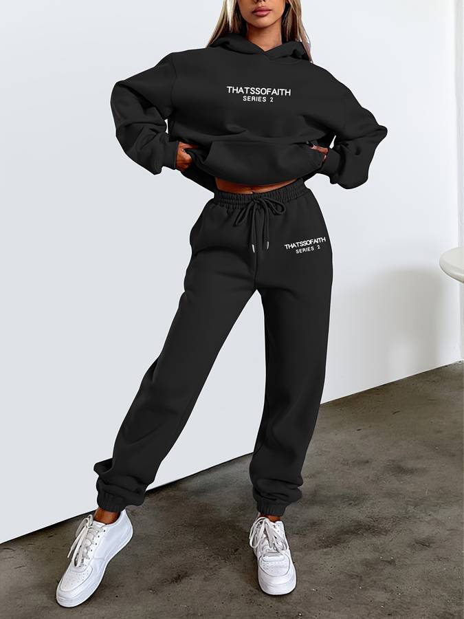 Casual Women's Sweatpants & Sweater Set - Harper-Black-S-Nora Luxe